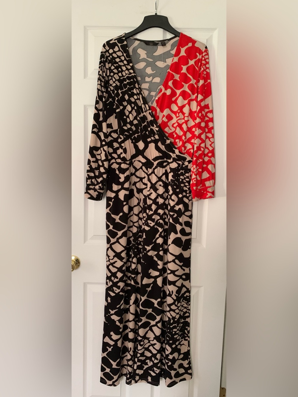 G.I.L.I. Got It Love It Black Red Patterned Jumpsuit Womens Petite Large NWOT